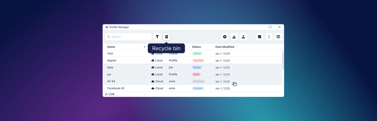 Tout sur la Corbeille de recyclage du profil dans Undetectable