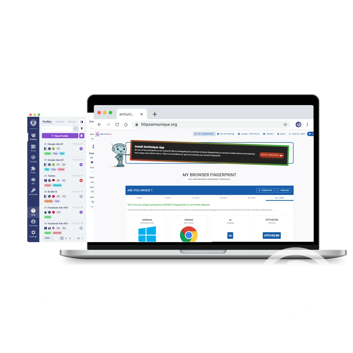 AmIUnique.org 与反指纹浏览器 Undetectable
