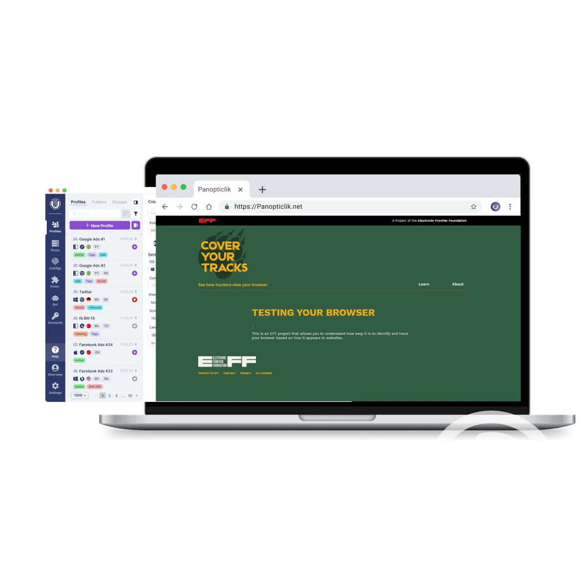 Panopticlick & Undetectable: fingerprint check